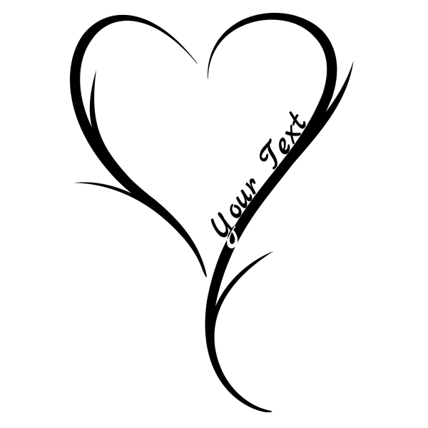 Heart 142: Customizable Black Heart Symbol with your Custom Text