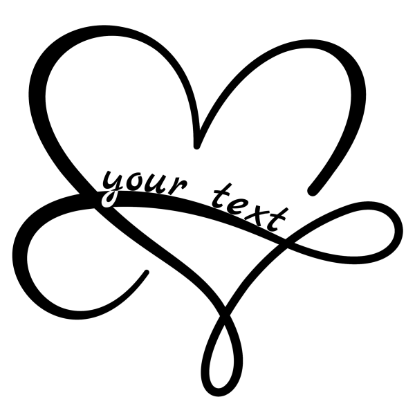 Heart 143: Customizable Black Heart Symbol with your Custom Text