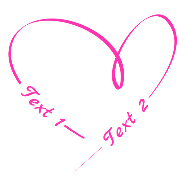 Heart 86: Pink Heart Symbol with text at two places