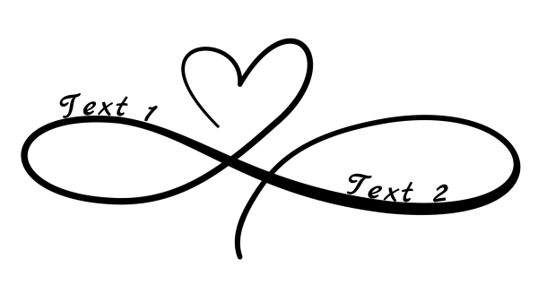 Infinity 116: Black Infinity Heart Symbol Image with custom text