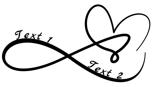 Infinity 88: Customizable Black Infinity Heart Symbol Combination Image with your Custom Text