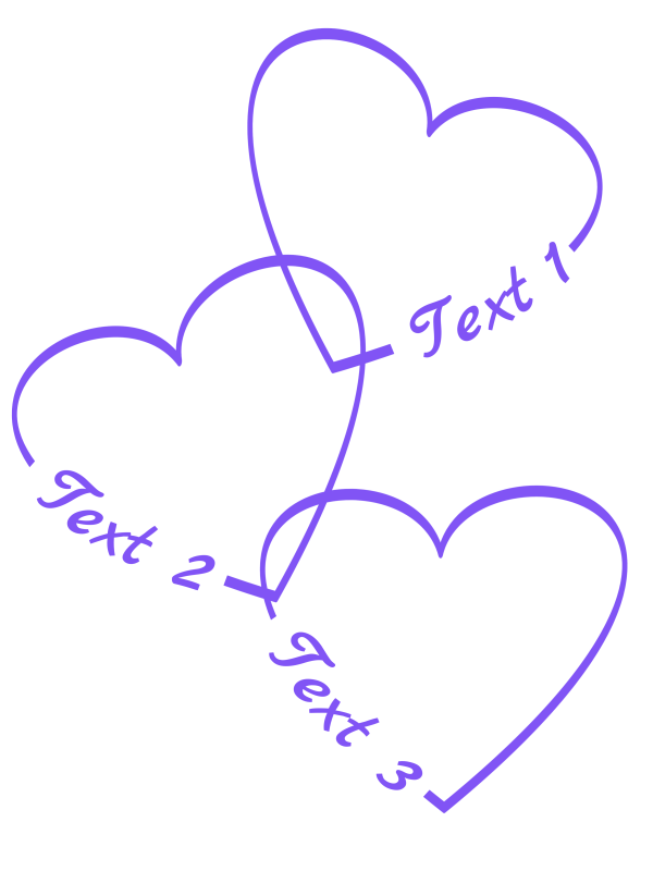 Three Hearts 4: Three Blue Heart Symbols with your personal text in each heart